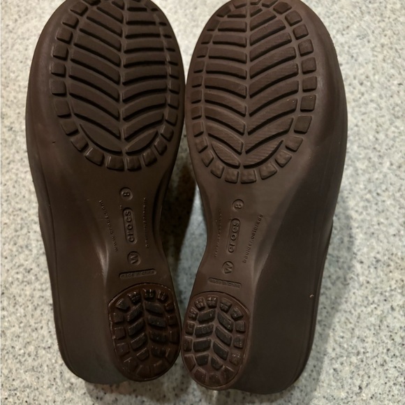 Crocs Frances Mary Janes Brown Wedge Slip On Clog Comfort Shoes Size 8 Round Toe - Picture 8 of 11